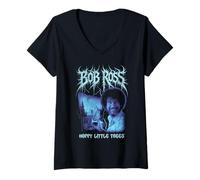 Donna Bob Ross Little Trees Metal Maglietta con Collo a V