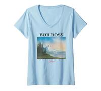 Donna Bob Ross Pastel Skies Maglietta con Collo a V