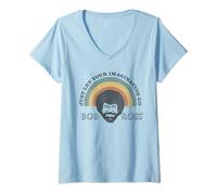 Donna Bob Ross Rainbow Maglietta con Collo a V