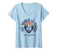 Donna Bob Ross The World Is Yours Maglietta con Collo a V