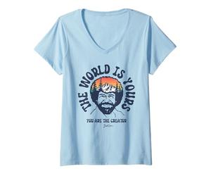 Donna Bob Ross The World Is Yours Maglietta con Collo a V
