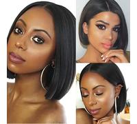 Donna Bob Sintetico Corto Dritto Parrucche Cosplay Costume Completo Capelli