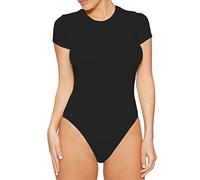 Donna Body Elegant Maglietta Maniche Corte Bodysuit Elastico Top Slim Fit Solido Bodys da Ballo Danza Yoga Fitness M Dear-XiaoBao
