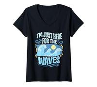 Donna Bodyboard Bodyboarder Just Here for The Waves Maglietta con Collo a V