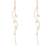 Donna Bohemian Boho Wedding Bridal Multiple Teardrop Crystal Candelabro Long Drop Dangle Orecchini (B)