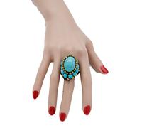 Donna Bohemien Moroccna Stile Moda Gioielli Anello Blu Turchese Perline Misura 8
