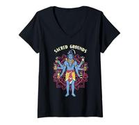 Donna Boho Coffee Lover Mandala Dio Shiva Sacred Grounds Caffeina Maglietta con Collo a V