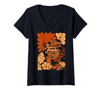 Donna Boho Retro Christian Fall Zucca Dare Grazie al Signore Maglietta con Collo a V