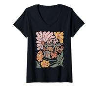Donna Boho Retro Divertente Citazione It Is Well With My Soul Maglietta con Collo a V
