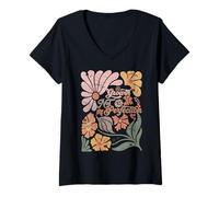 Donna Boho Retro Insegnante Crescita Non Perfezione Istruzione Speciale Maglietta con Collo a V