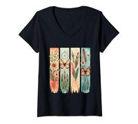 Donna Boho Wildflowers, stile shabby chic, piume acchiappasogni Maglietta con Collo a V