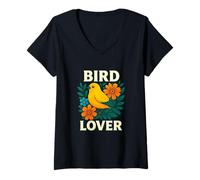 Donna Bold Bird Lover Floral Nature Citazione Maglietta con Collo a V
