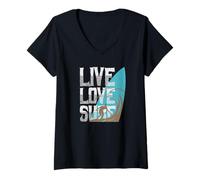 Donna Bold Surfer Lifestyle Design Maglietta con Collo a V