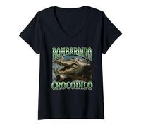 Donna Bombadiro Crocodilo - Divertente grafica meme italiana Brainrot Maglietta con Collo a V