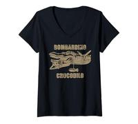 Donna Bombardino Crocodilo, Italiano Brainrot Meme Funny Maglietta con Collo a V