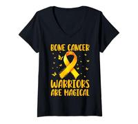 Donna Bone Cancer Warriors are magic Design Maglietta con Collo a V