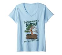 Donna Bonsai di Schrödinger Fisica dei bonsai vivi e morti Maglietta con Collo a V