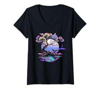 Donna Bonsai Tree Cristalli di Quarzo Vaporwave Grafica Giapponese Maglietta con Collo a V