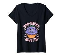 Donna Boo-Berry Muffin Carino Spooky Delight Maglietta con Collo a V