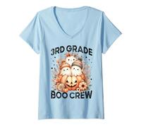 Donna Boo Crew 3rd Grade Teacher Kid Group Halloween Costume Fantasma Maglietta con Collo a V