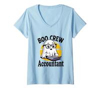 Donna Boo Crew Contabile Divertente Halloween Fantasma Contabilità Cpa Maglietta con Collo a V