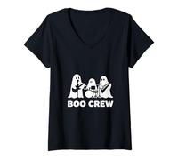 Donna Boo Crew Ghost Band Divertente Halloween Music Night Design Maglietta con Collo a V