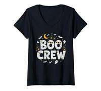 Donna Boo Crew Mummy Halloween Hunted Night Party, Abbinamento Perfetto Maglietta con Collo a V