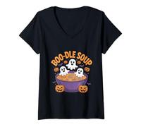 Donna Boo-Dle Zuppa Spettrale Spettri Spettri Maglietta con Collo a V