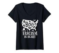 Donna Boo Fascism Boo Sheet Resist No King America Halloween Ghost Maglietta con Collo a V