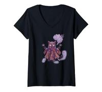Donna Boo Gatto Halloween Fantasmi Carini Spooky Maglietta con Collo a V