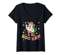 Donna Boo Haw Cowboy Ghost Camicia Western Halloween Cute Cactus Maglietta con Collo a V
