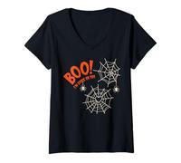 Donna Boo I'm Stuck On You Spider Webs Halloween Maglietta con Collo a V