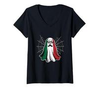 Donna Boo Italian Ghost Halloween Easy Costume Party Humor Maglietta con Collo a V
