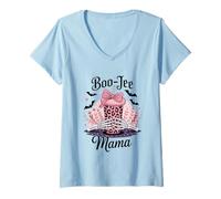 Donna Boo JEE Mama - Tazza di Halloween con Scheletro Maglietta con Collo a V