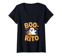 Donna Boo-Rito Carino Fantasma Taco Halloween Maglietta con Collo a V