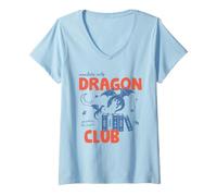 Donna Book Dragon Club Book Lover Fantasy Reader Reading Bookish Maglietta con Collo a V