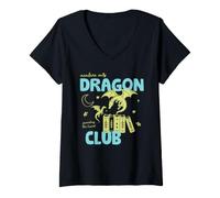 Donna Book Dragon Club Book Lover Fantasy Reader Reading Bookish Maglietta con Collo a V