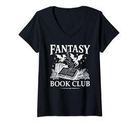 Donna Book Dragon Fantasy Era Reader Book Club Bookish Book Lover Maglietta con Collo a V