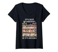 Donna Book Lover Butterfly Bookshelf Its Not Hoarding If Its Books Maglietta con Collo a V