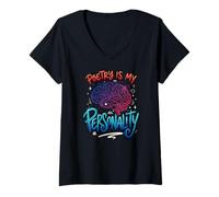Donna Book Lover Poetry Is My Personality Bookworm Reader Maglietta con Collo a V