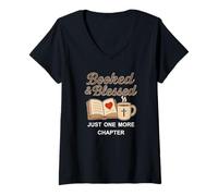 Donna Booked & Blessed, Ancora Un capitolo, Cozy Book Apparel Maglietta con Collo a V