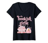 Donna Bookish - Maglietta da Ragazza per Amanti dei Libri Maglietta con Collo a V