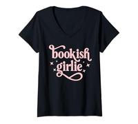 Donna Bookish - Maglietta da Ragazza per Amanti dei Libri Maglietta con Collo a V