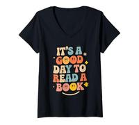 Donna Books Lovers It's A Good Day To Read A Book Women Men Kids Maglietta con Collo a V