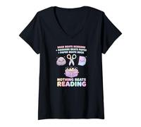 Donna Booktrovert Nothing Beat Reading Rock Paper Forbici Donna Maglietta con Collo a V