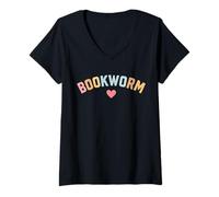 Donna Bookworm Amore Leggere Letteratura Libro Amante della Passione Maglietta con Collo a V