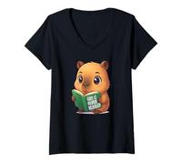 Donna Bookworm Capybara Dreams Kawaii Style Maglietta con Collo a V