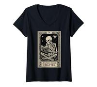 Donna Bookworm Classic Just One More Capitolo Vintage Skeleton Maglietta con Collo a V