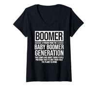 Donna Boomer Generation Si lamenta dei Giovani Divertenti Maglietta con Collo a V