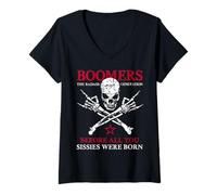 Donna Boomers X Generation Prima di Tutto ciò Che Sissie Were Born Skull Maglietta con Collo a V
